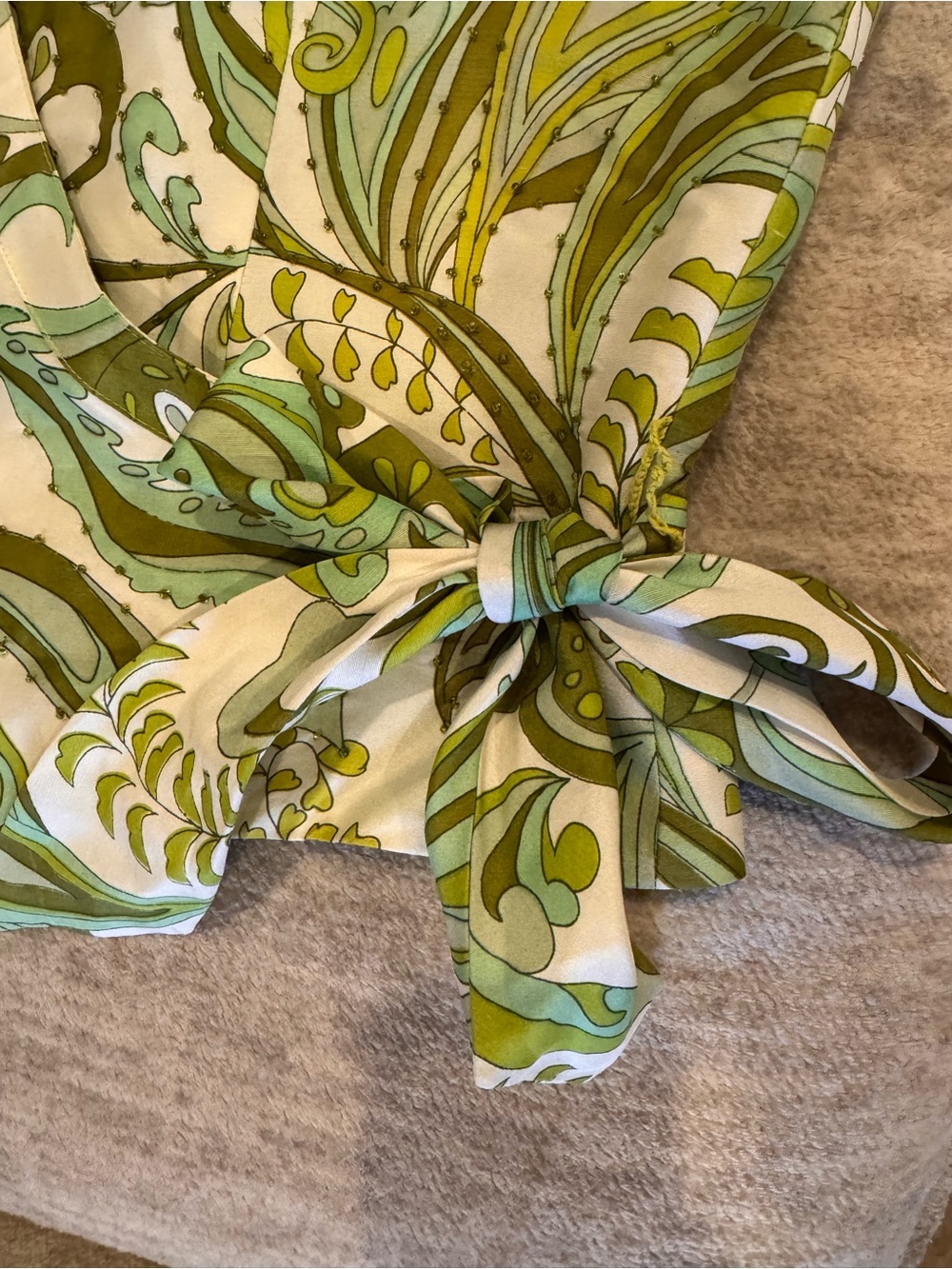 ECI Green Paisley Wrap Tie Sleeveless Blouse - Picture 3 of 8